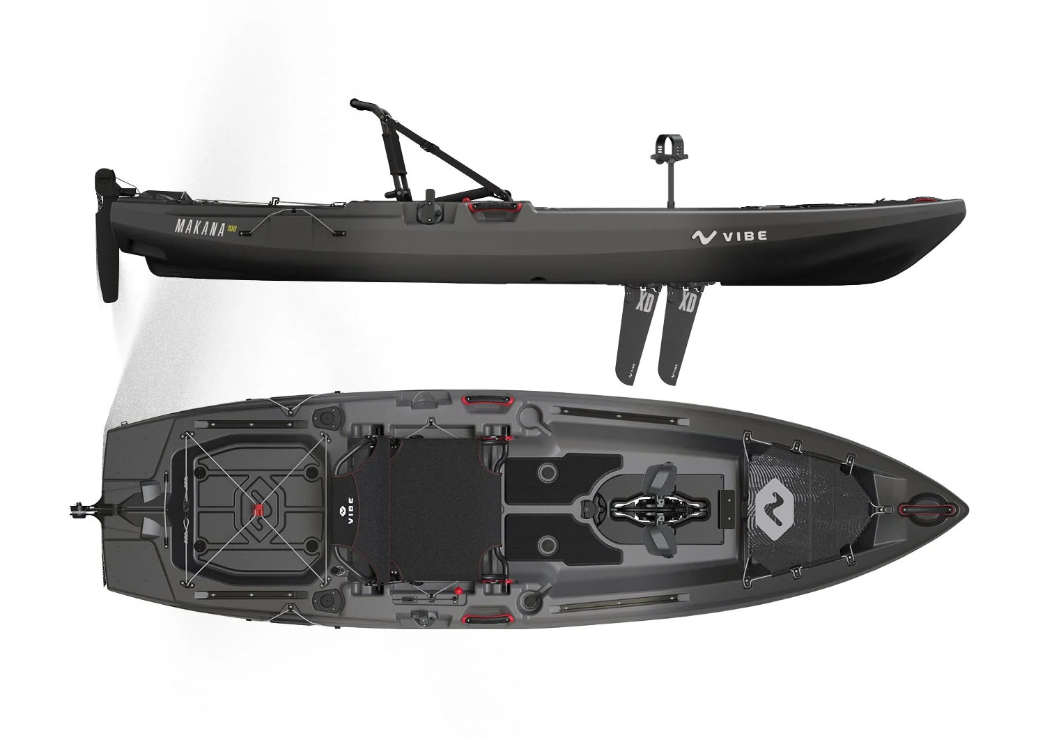 Vibe Kayaks Makana 100 X-Drive Pedal Drive Short, Stable Top Level Pedal Drive Fishing Sit on Top Kayak For Sale At Norfolk Canoes